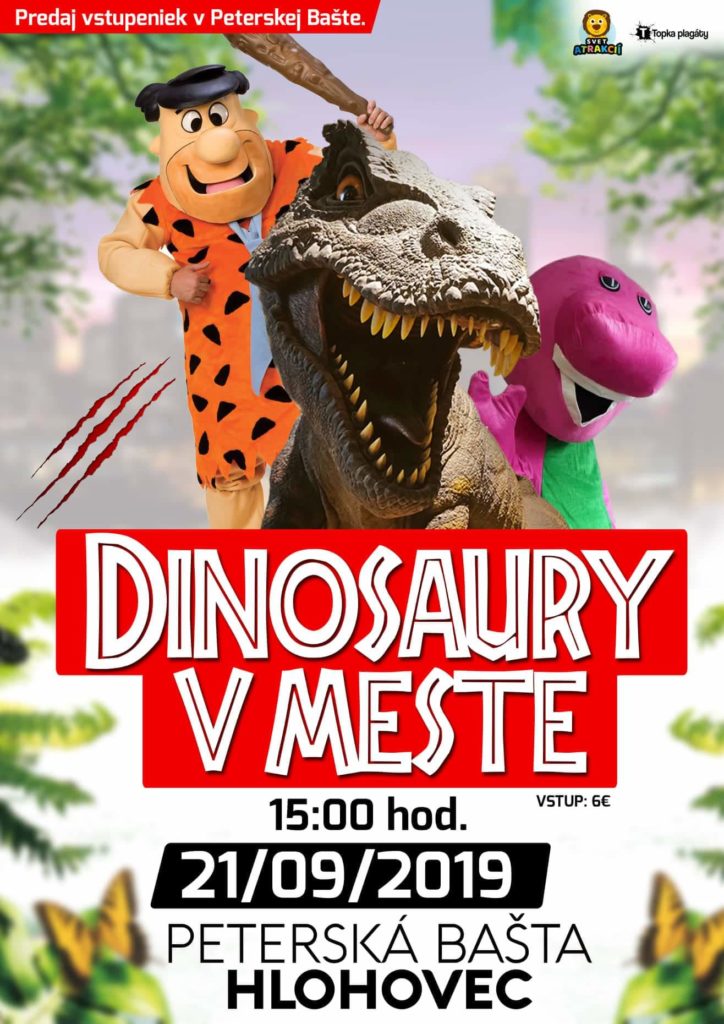 plagát dinosaury v meste